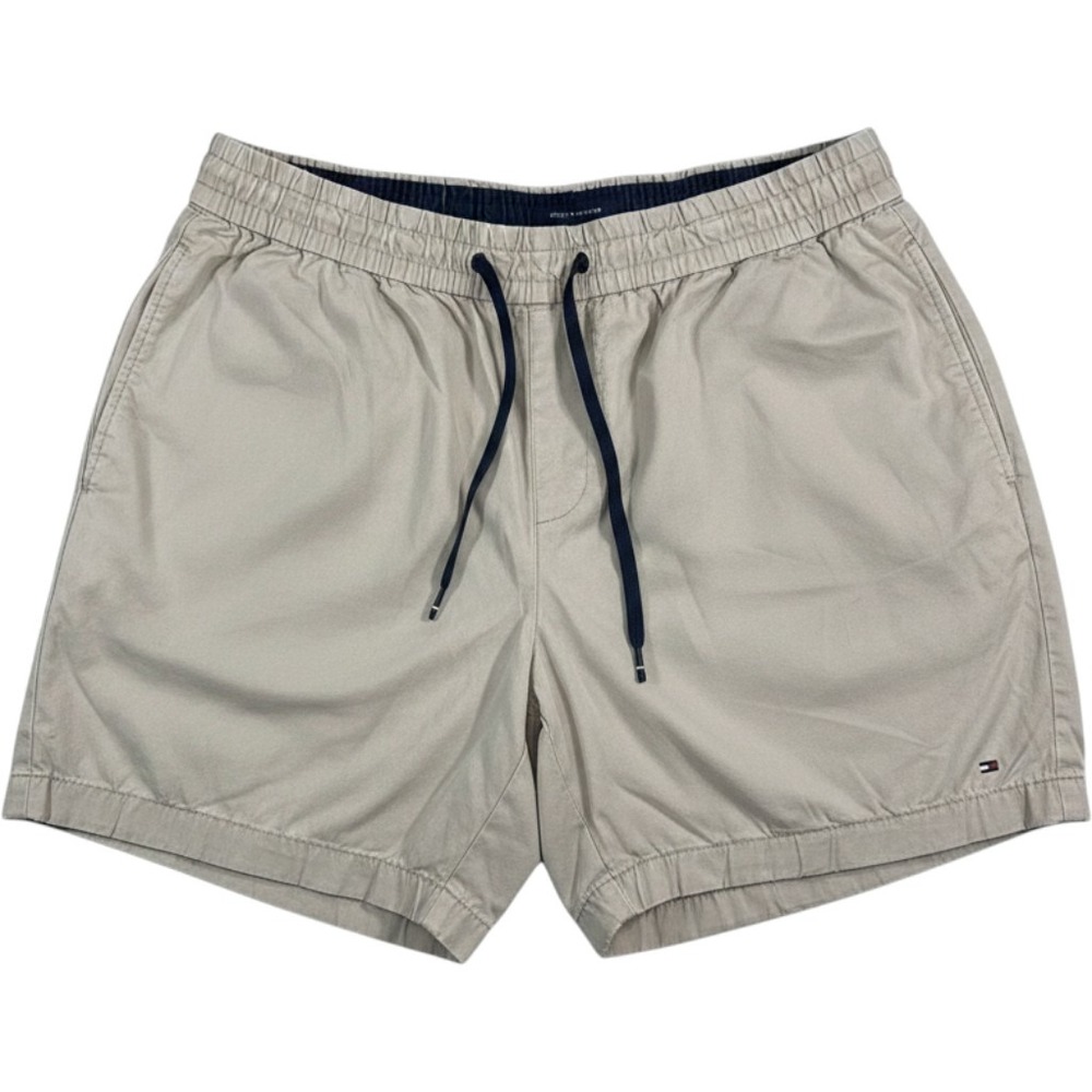 Tommy Hilfiger Men's Size L Large Tan Chino Shorts Drawstring Casual Khaki Logo